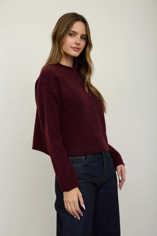 RAW EDGE BUTTON DOWN SWEATER