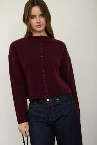 RAW EDGE BUTTON DOWN SWEATER