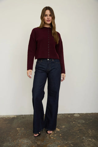 RAW EDGE BUTTON DOWN SWEATER