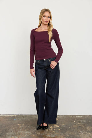 BOAT NECK LONG SLEEVE TOP