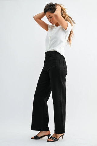 PATCH POCKET WIDE LEG DENIM