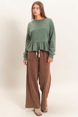 PEPLUM LONG SLEEVE TOP