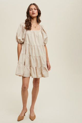 GINGHAM PUFF SLEEVE DRESS