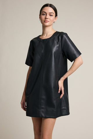 CHAR LEATHER A LINE DRESS