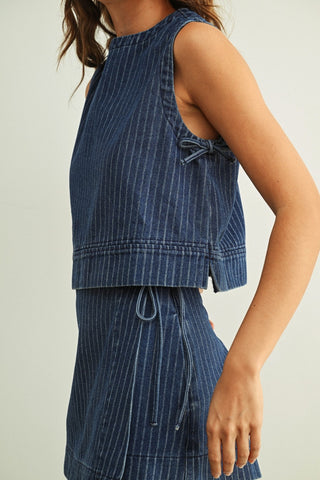 PINSTRIPE SLEEVELESS TOP