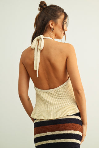 FLOWER CROCHET HALTER TOP