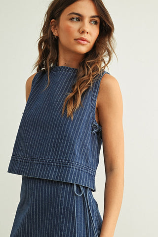 PINSTRIPE SLEEVELESS TOP