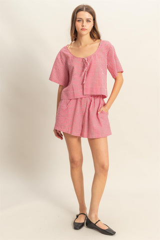 BAXTER RED GINGHAM SHORT