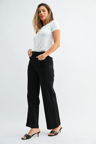 PATCH POCKET WIDE LEG DENIM