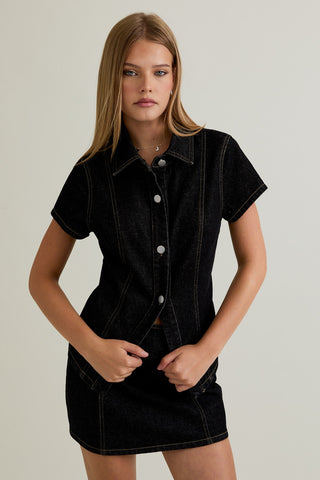 FARRIS DENIM BUTTON UP TOP