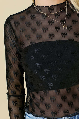 BLACK BOW MESH TOP
