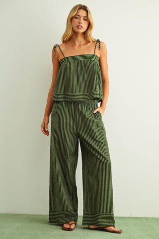 SARA STRIPED WIDE LEG PANT