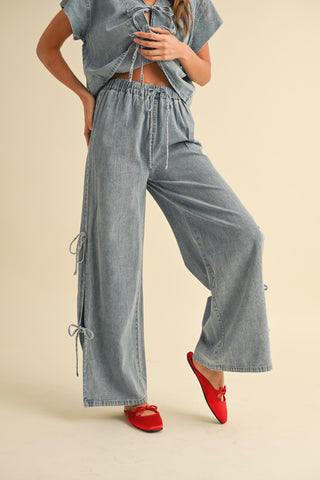 DENIM TIED SIDE PANT