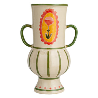 FLOWER STRIPE VASE WITH HANDLES