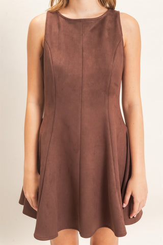 ATLAS BROWN SUEDE MINI DRESS