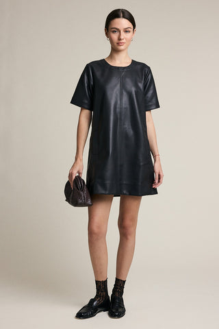 CHAR LEATHER A LINE DRESS