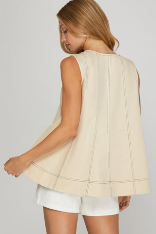 CARLY CONTRAST STITCH TOP