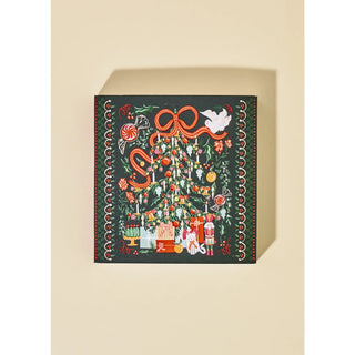 Decorative Christmas-themed card with a colorful design on a beige background